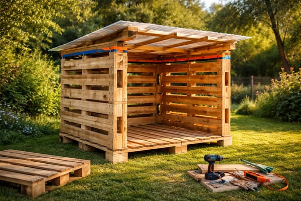 Geniale Palettenhütte ohne Nägel: So baust du ein flexibles Gartenhaus