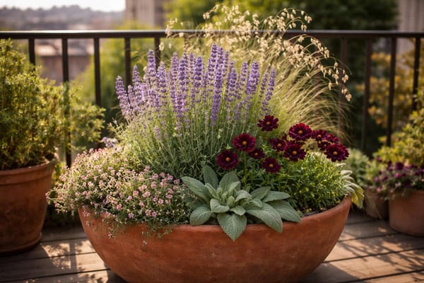 Ein großer Kübel, fünf Pflanzen: So wird dein Balkon zum Sinnes-Garten