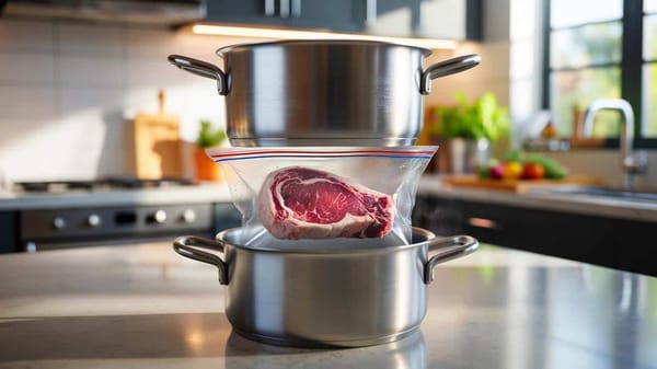 Genialer Trick mit zwei Töpfen: So taust du Fleisch in Minuten auf