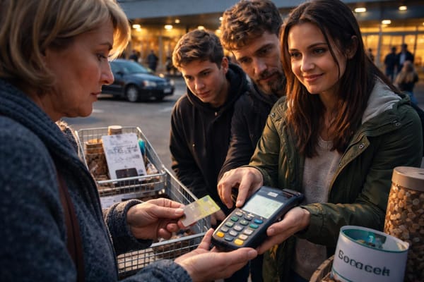 Trickbetrug an der Kasse: Familie zockt Supermarkt-Kunden mit Mini-Spenden ab